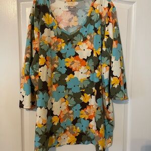 Catherines Relaxed Orange and Yellow 3/4 Sleeve Tunic
